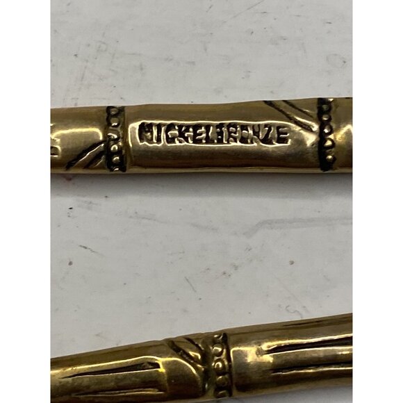 Thailand Nickelbronze Appetizer Cocktail Forks & Spoon Bamboo Design Set of 5 - Picture 10 of 12